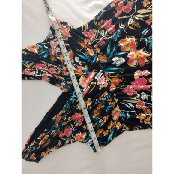 Soma Maxi Sleeveless Faux Wrap Double V Dress Size Medium Black Floral Soft - Picture 5 of 8